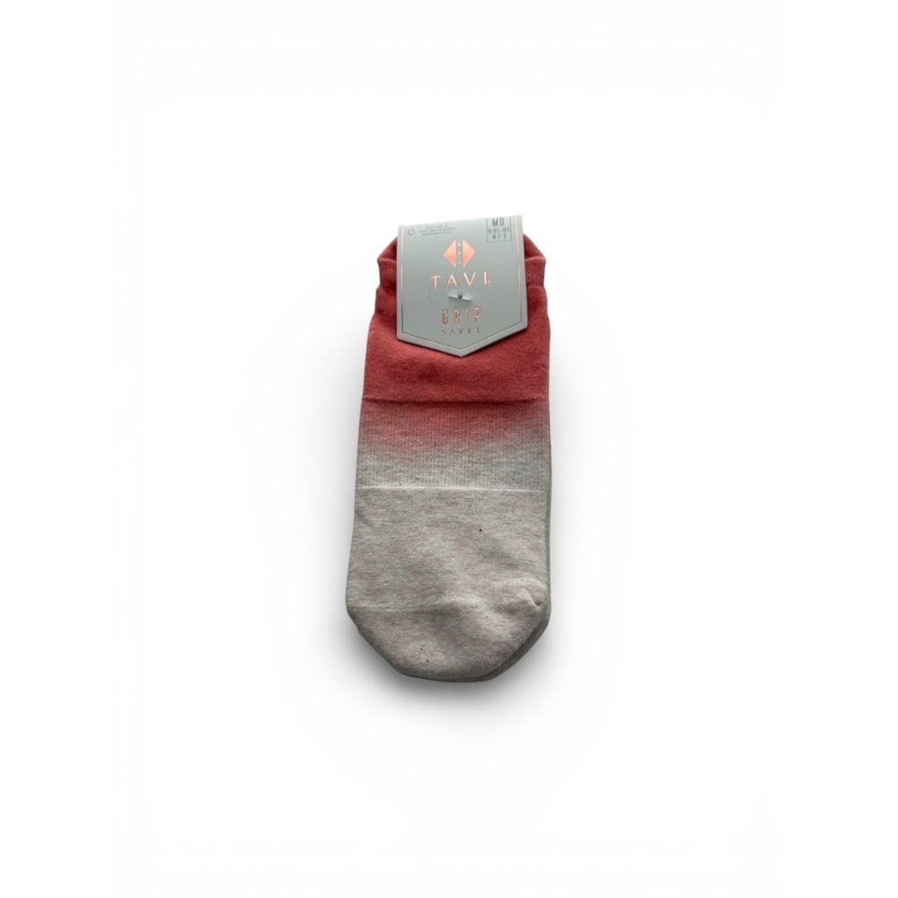 Tavi Savvy Grip Socks Hot Coral Ombre Non Slip Yoga Pilates Barre Size Medium